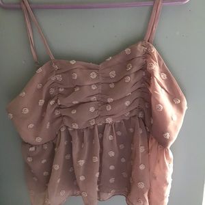 shein pink polkadotted flowy tank